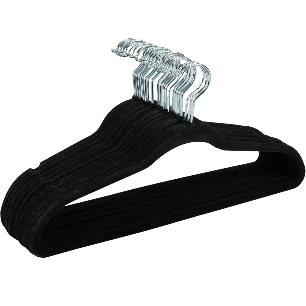 Black Velvet Hangers Set of 25